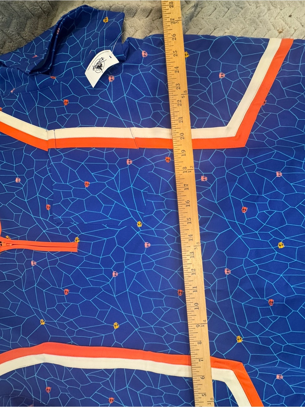 Marvel Blue Short Sleeve Zip-Front Tee with Orange & White Trim - Picture 8 of 10